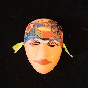 Costa Rica colorful Decorative clay Mask with Sailboat Design